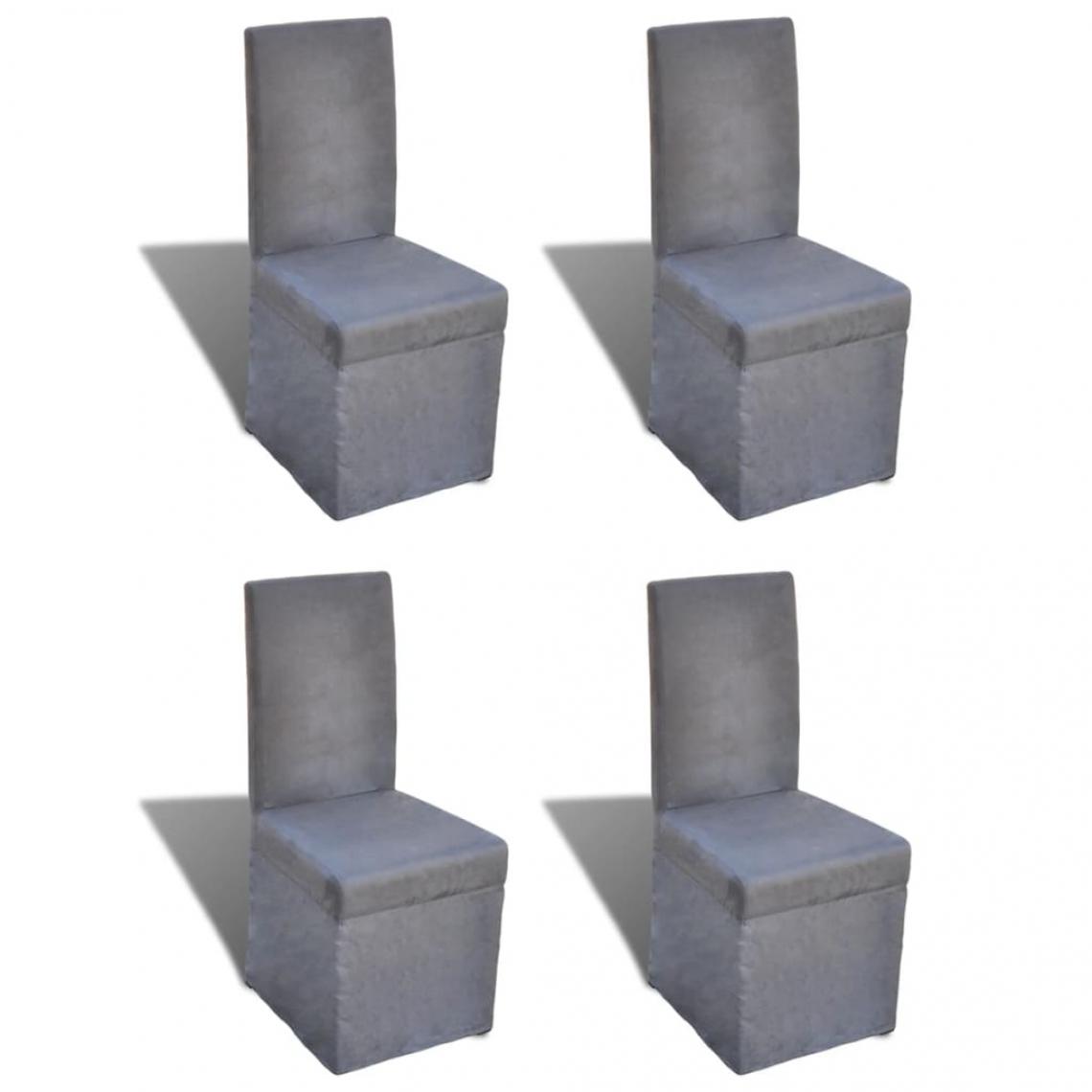 Decoshop26 - Lot de 4 chaises de salle à manger cuisine design classique tissu gris foncé CDS021545 - Chaises