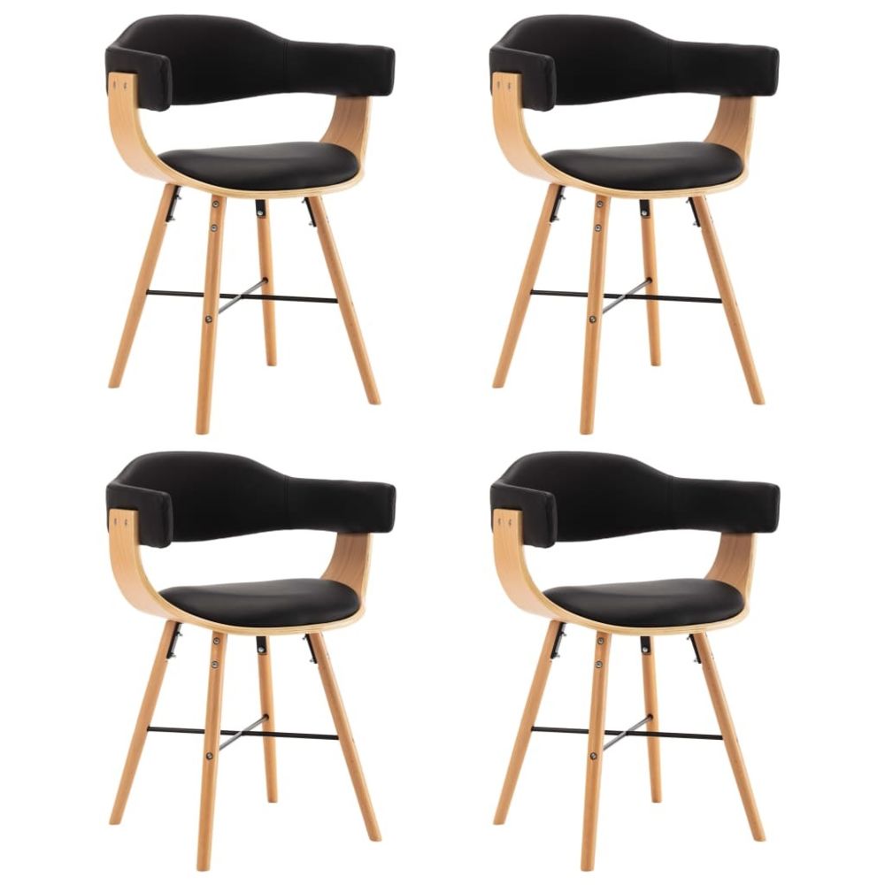 marque generique - Chic Fauteuils et chaises ligne Helsinki Chaises de salle à manger 4 pcs Noir Similicuir et bois courbé - Chaises