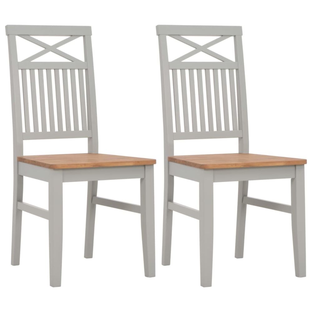 marque generique - Esthetique Fauteuils et chaises selection Accra Chaises à dîner 2 pcs Gris Bois de chêne solide - Chaises
