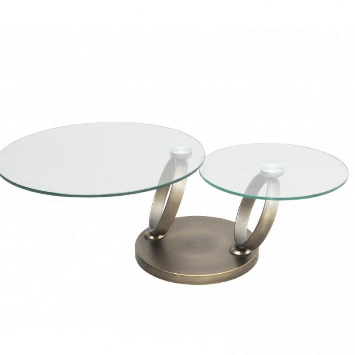 Inside 75 - Table OLYMPE à plateaux pivotants en verre et piètement BRONZE - Tables à manger