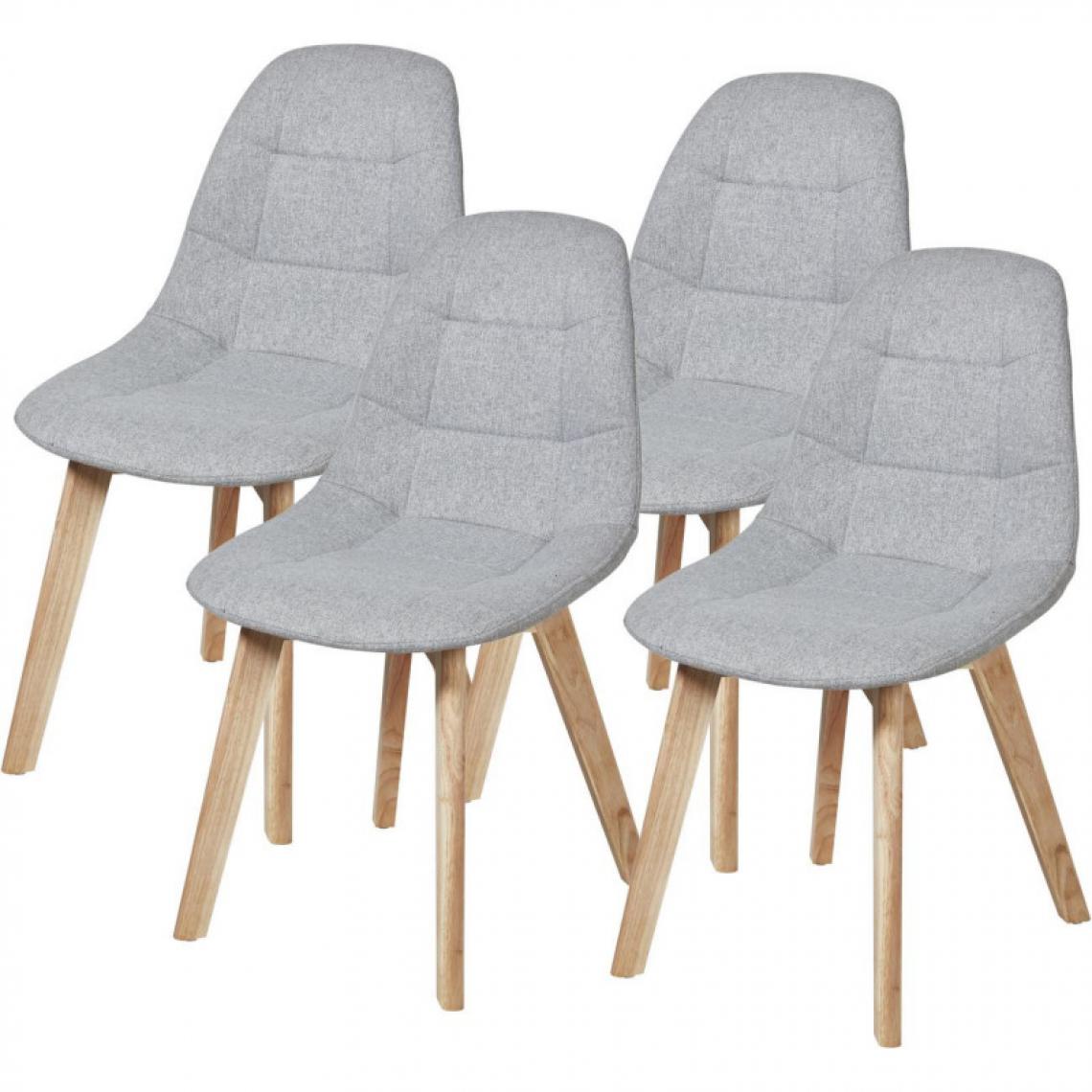 Ac-Deco - Lot de 4 chaises en tissu - Saba - L 46,5 x l 53 x H 83 cm - Gris - Chaises