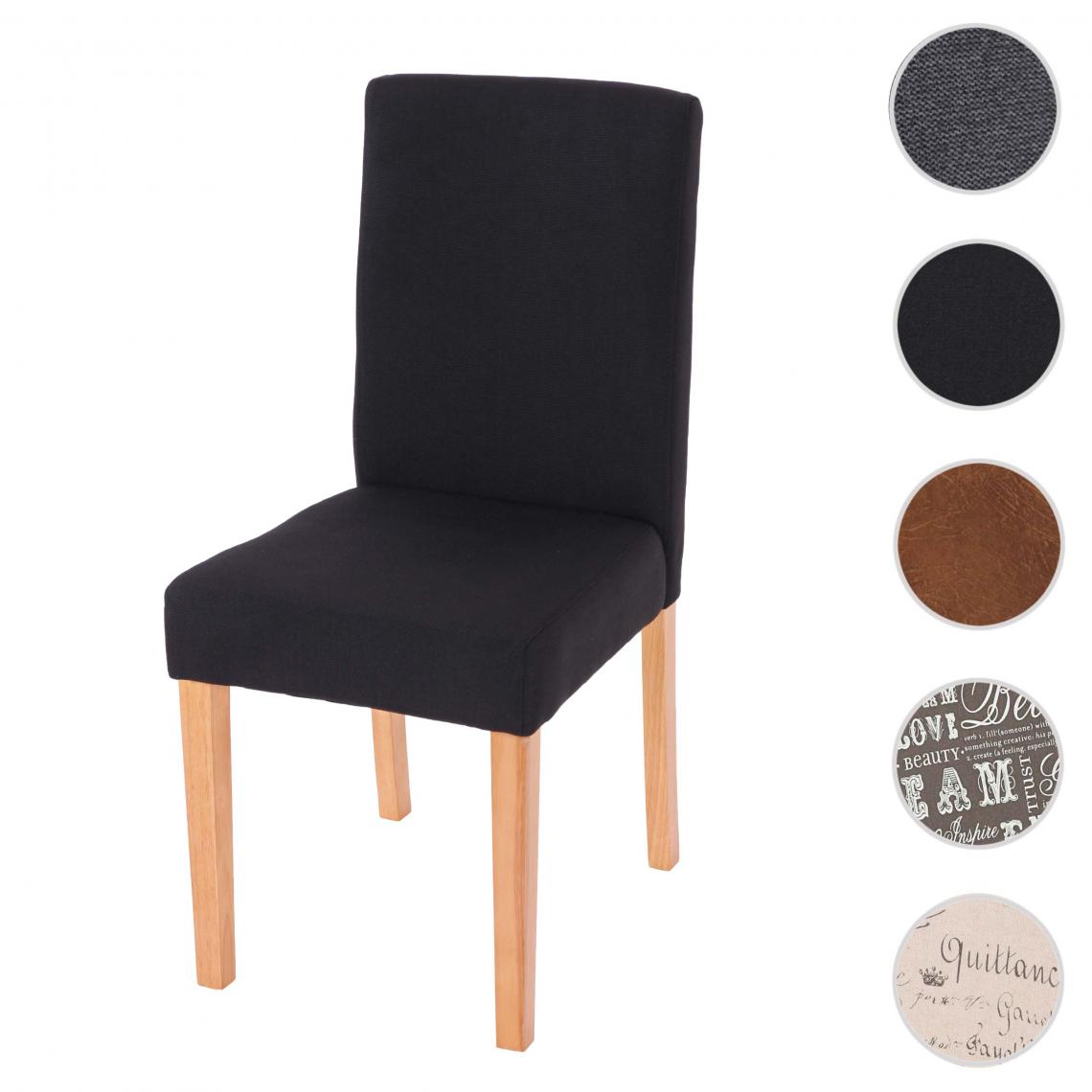 Mendler - Chaise de salle à manger Littau, chaise de cuisine, tissu/textile ~ noir, pieds clairs - Chaises