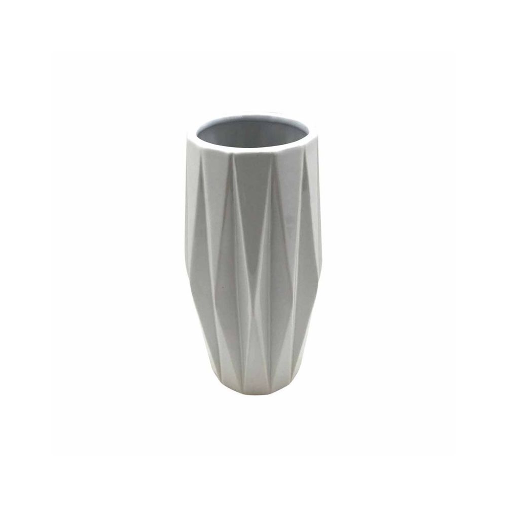 Paris Prix - Vase Déco en Céramique ""Origami"" 24cm Blanc - Vases