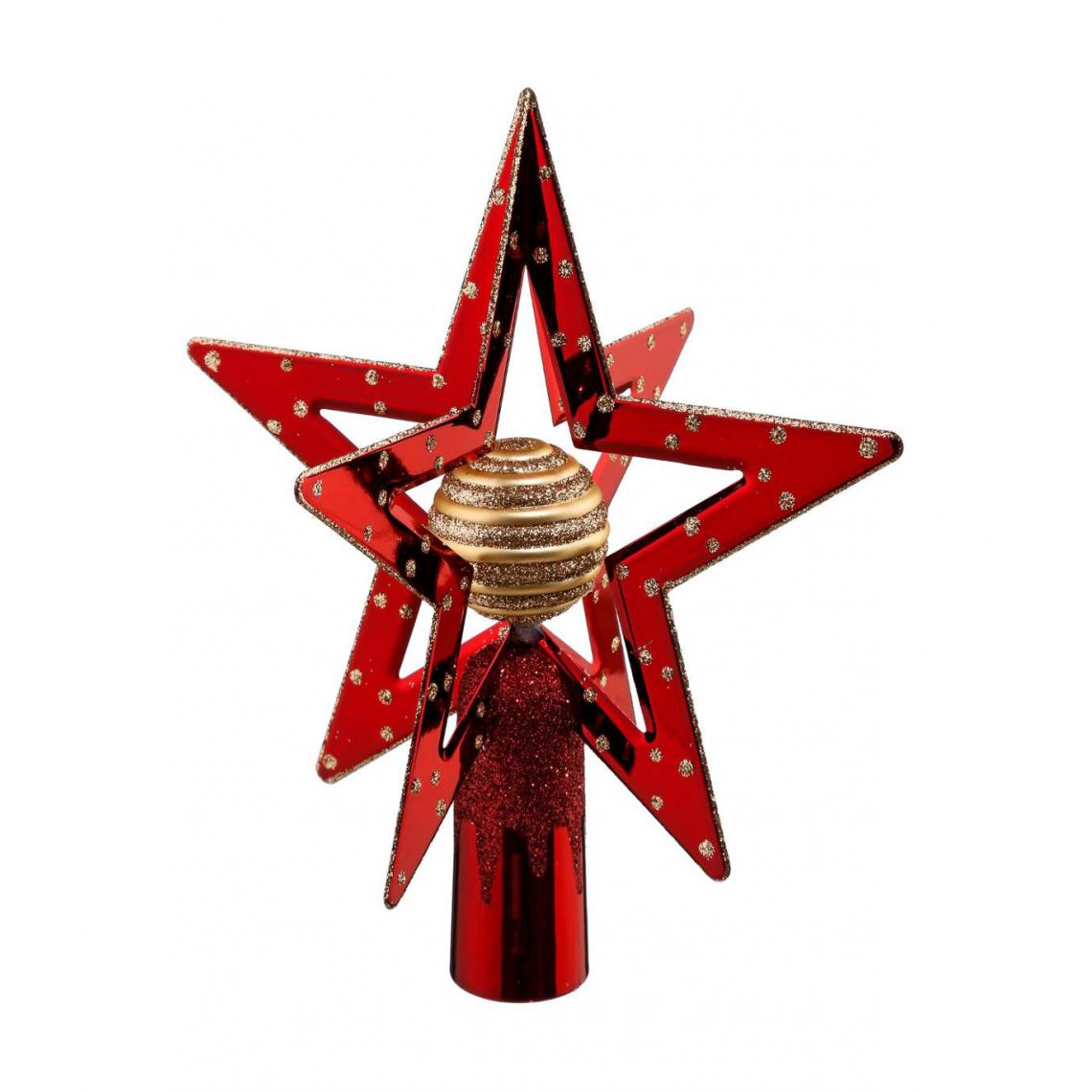 Feeric Lights And Christmas - Feeric Christmas - Décoration de sapin de Noël Cimier en 3D étoile et boule H 19 cm - Décorations de Noël