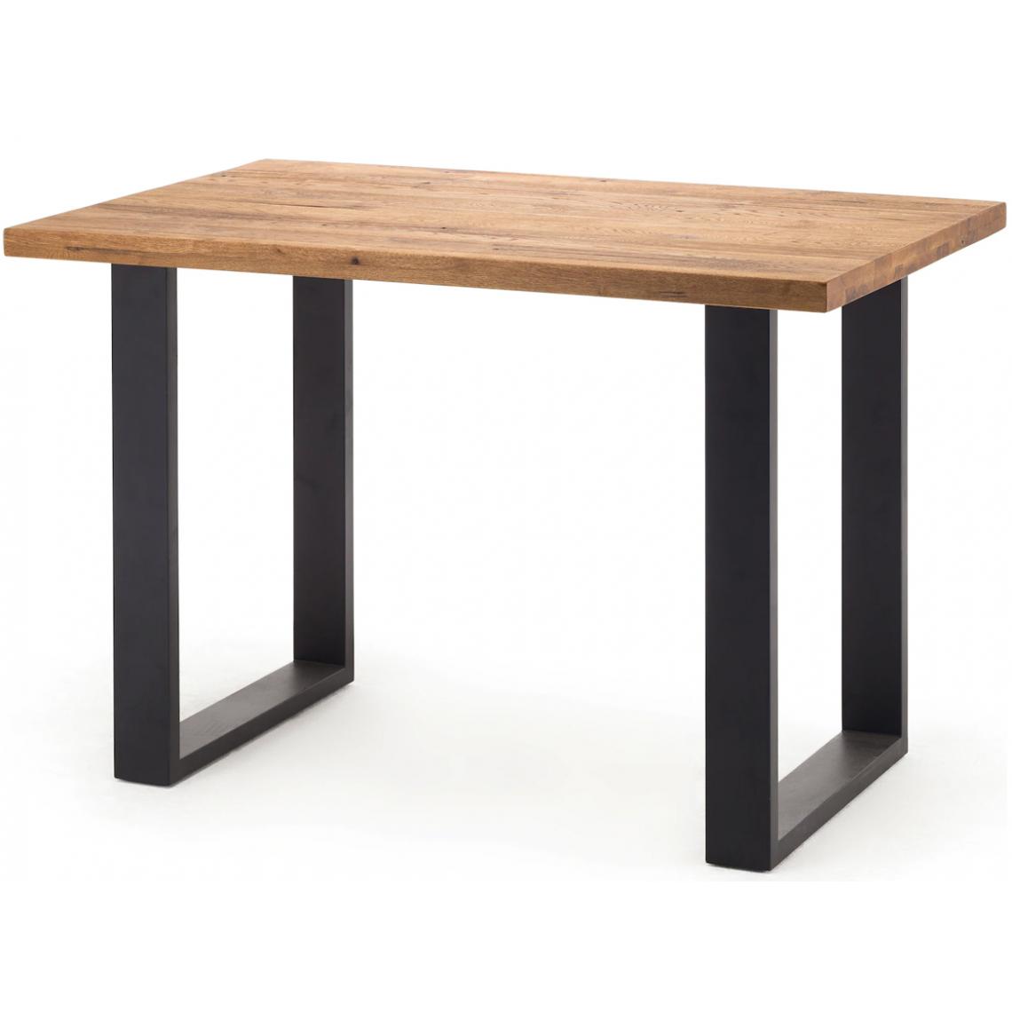 Pegane - Table haute en chêne sauvage et métal laqué anthracite - Longueur 160 x Hauteur 107 x Profondeur 100 cm - Tables à manger