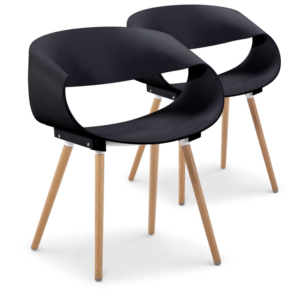 MENZZO - Lot de 2 chaises scandinaves design Zenata Noir - Chaises