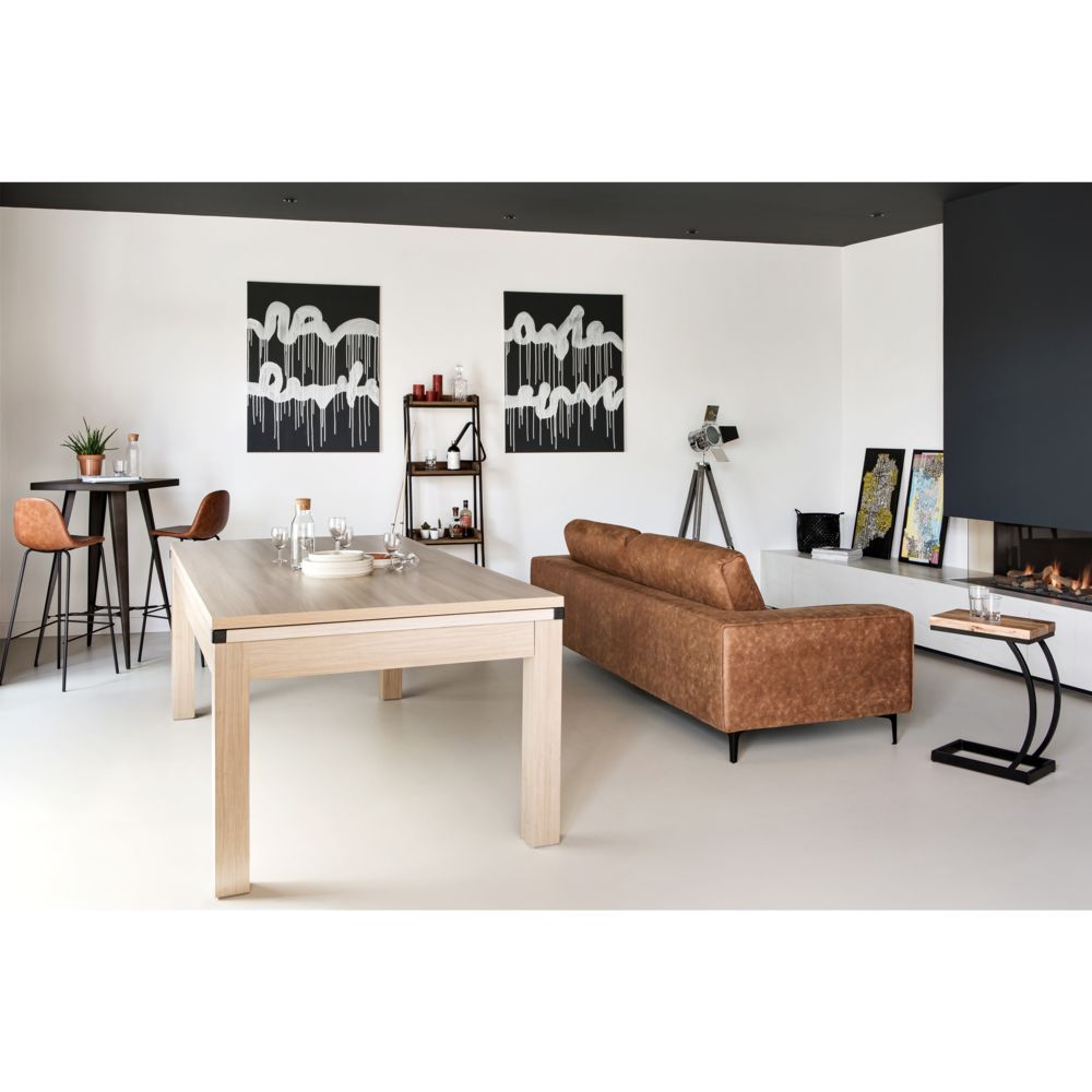Rendez Vous Deco - Table de Billard convertible bois foncé tapis gris - Tables à manger