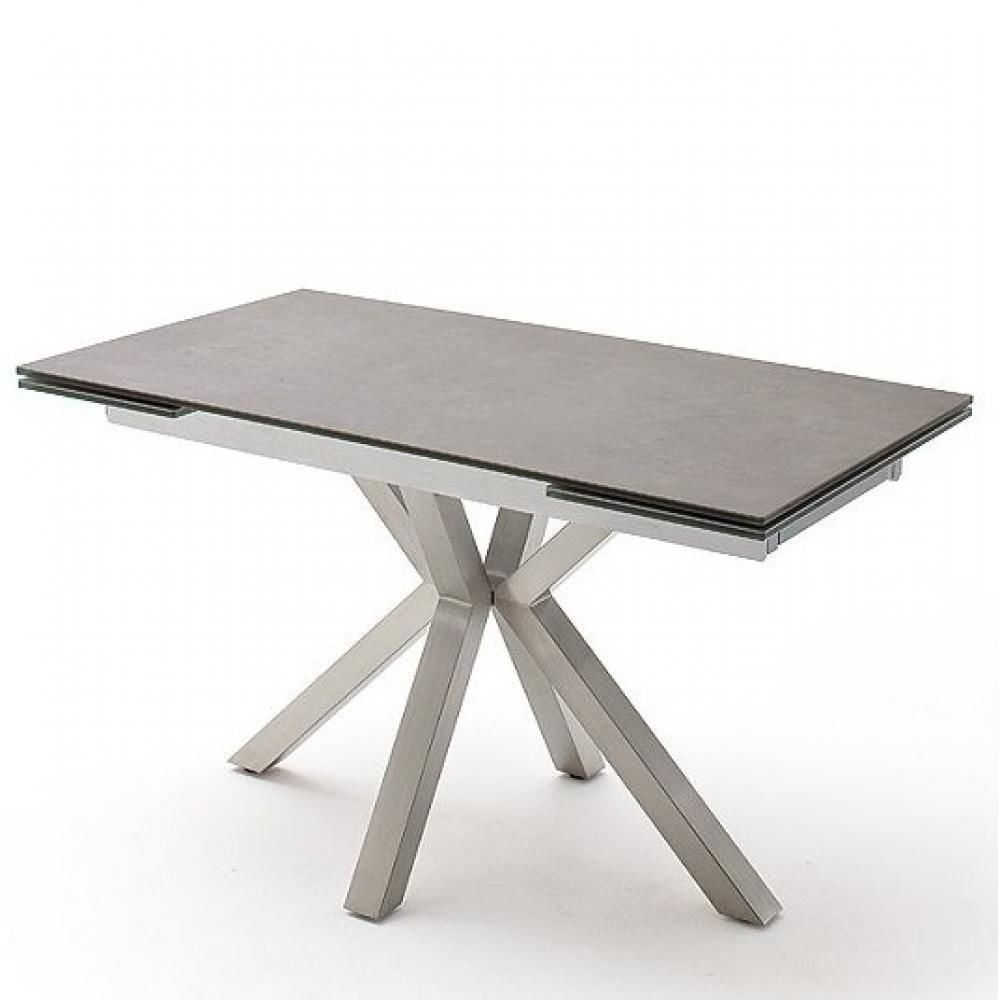 Inside 75 - Table extensible NODA 160 x 90 cm plateau céramique anthracite pied acier brossé - Tables à manger