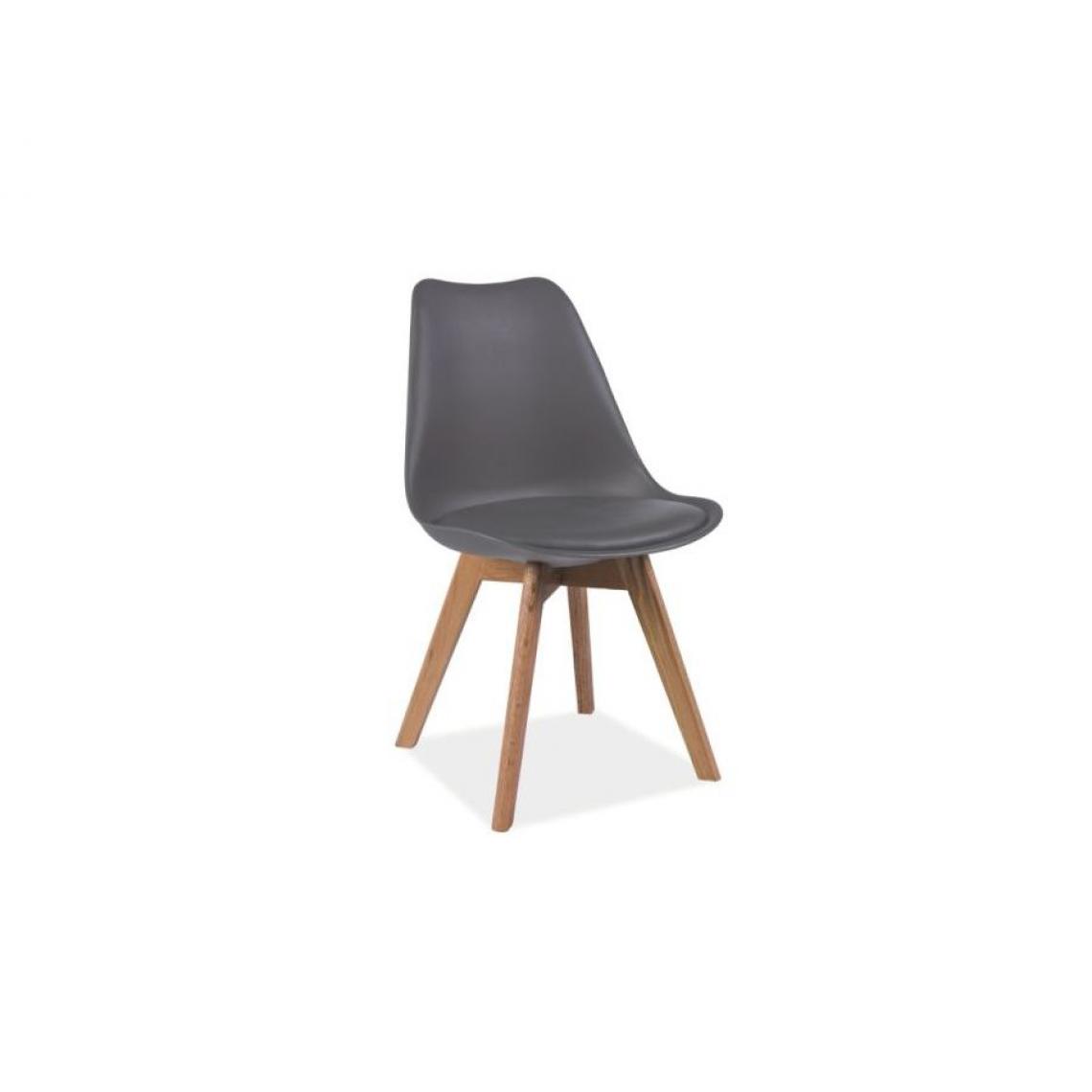 Hucoco - KRIL | Chaise style scandinave salle à manger salon bureau | 83x49x43 cm | PP + similicuir + base bois | Chaise moderne - Gris - Chaises