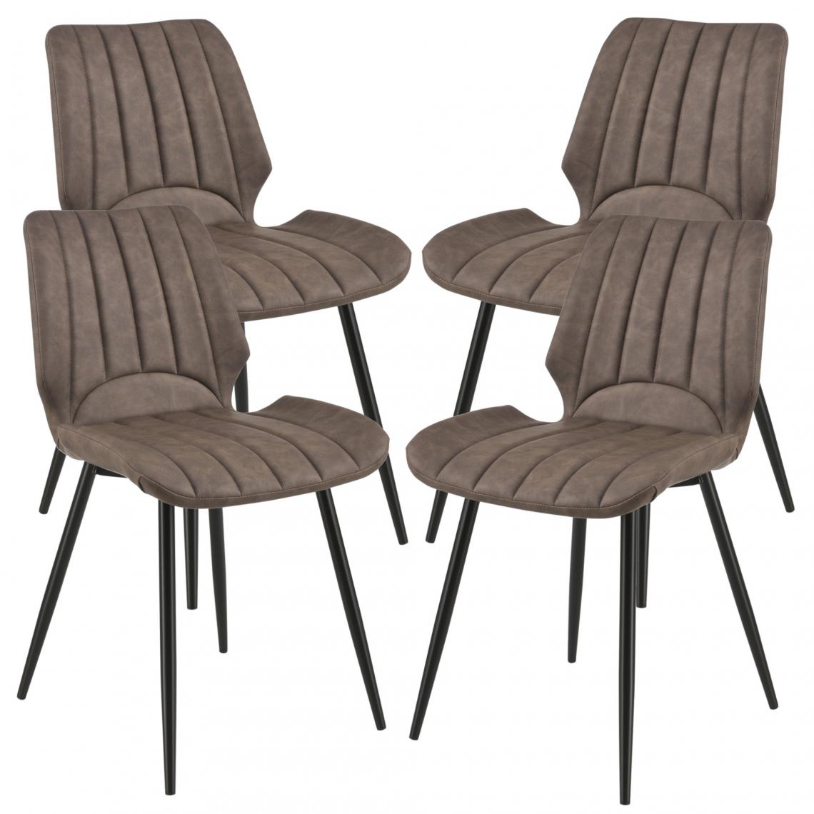 Decoshop26 - Set de 4 chaises de salle à manger en similicuir polyuréthane marron et métal noir 03_0003702 - Chaises