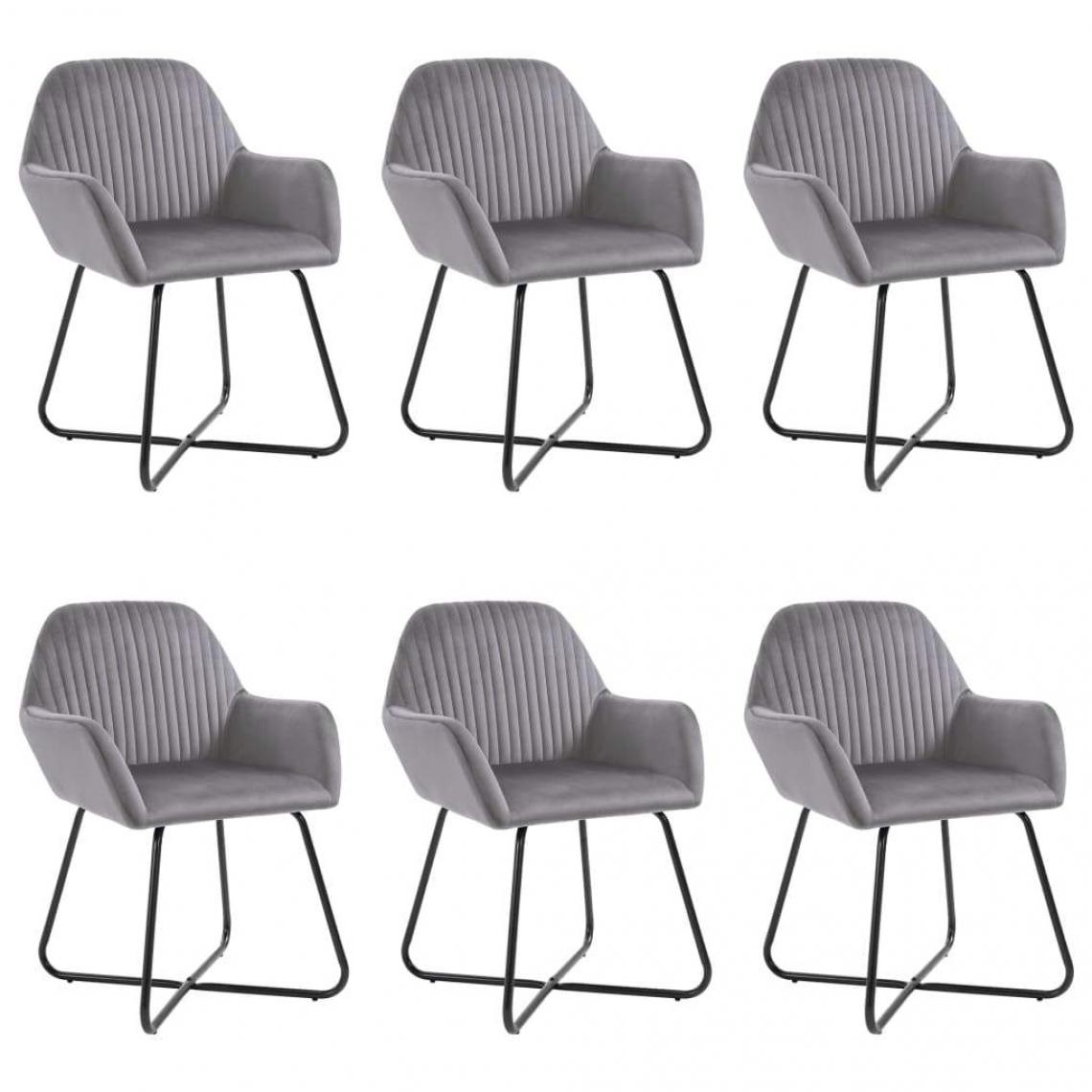 Decoshop26 - Lot de 6 chaises de salle à manger cuisine design moderne velours gris CDS022514 - Chaises