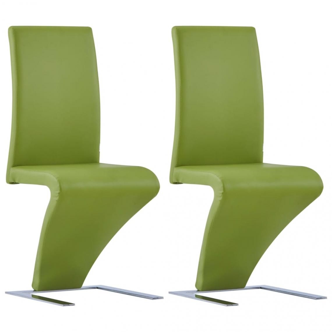 Decoshop26 - Lot de 2 chaises de salle à manger cuisine zigzag design contemporain similicuir vert CDS021161 - Chaises
