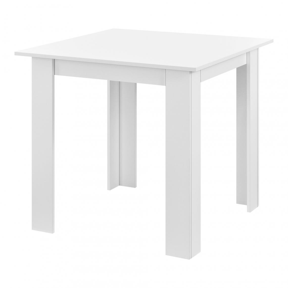 Helloshop26 - Table de forme carrée pour 4 personnes pour salle à manger cuisine salon 80 cm blanc 03_0006232 - Tables à manger
