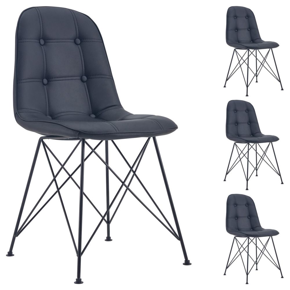 Idimex - Lot de 4 chaises IMRAN, en synthétique noir - Chaises