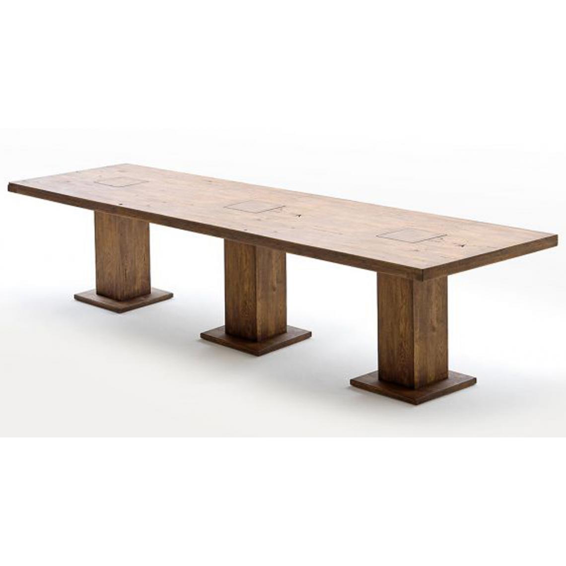Pegane - Table à manger en chêne massif laqué bassano - L.400 x H.76 x P.120 cm -PEGANE- - Tables à manger