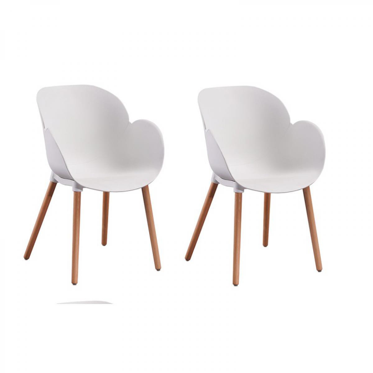 Meubletmoi - Lot de 2 chaises coque plastique blanc - Poppy - Chaises