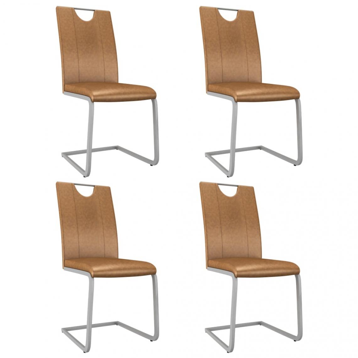 Decoshop26 - Lot de 4 chaises de salle à manger cuisine design contemporain similicuir marron CDS021720 - Chaises