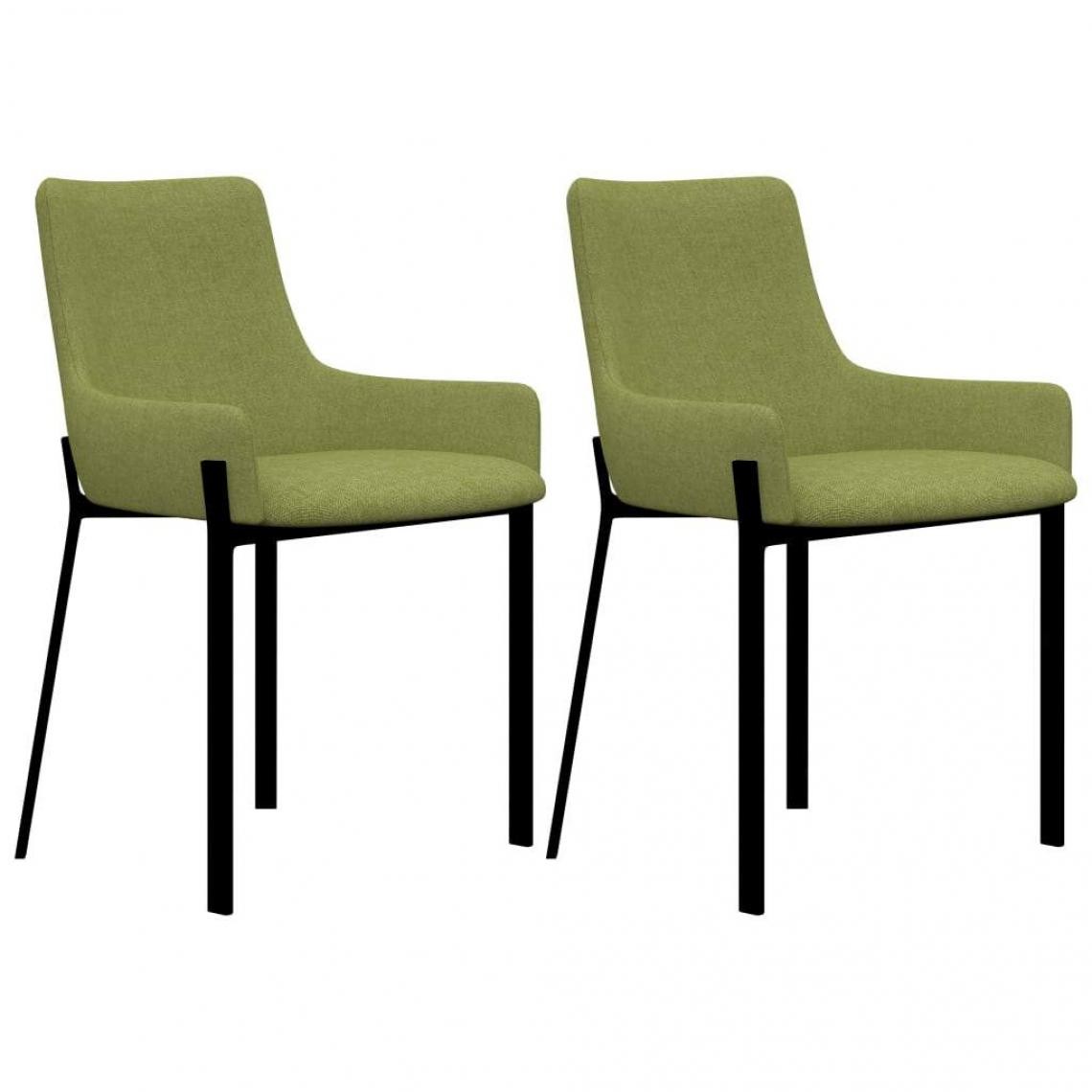 Decoshop26 - Lot de 2 chaises de salle à manger cuisine design rétro tissu vert CDS021118 - Chaises