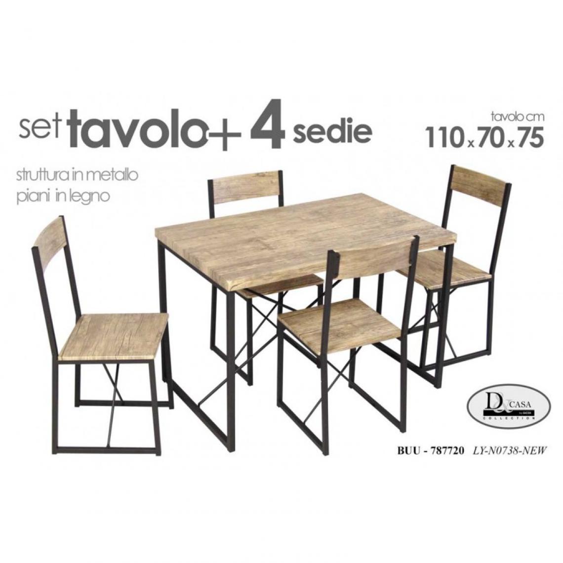 Webmarketpoint - Set de table pratique avec 4 chaises en chêne - Tables à manger