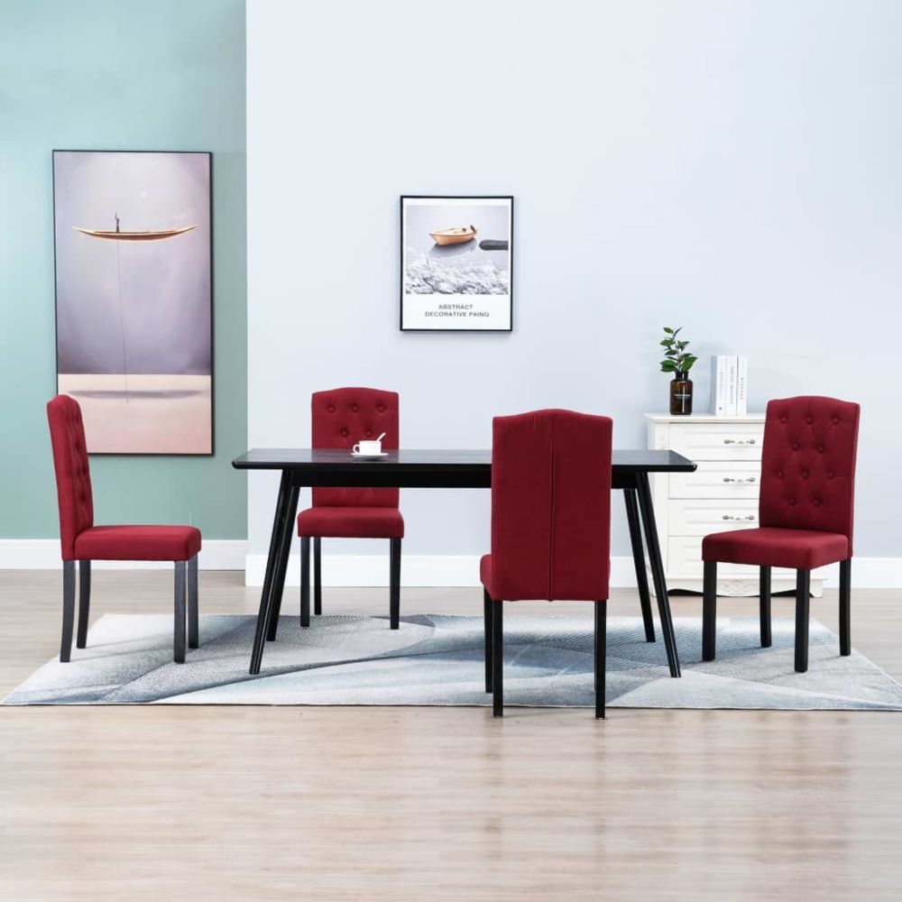 marque generique - Stylé Fauteuils et chaises reference Rabat Chaises de salle à manger 4 pcs Rouge bordeaux Tissu - Chaises
