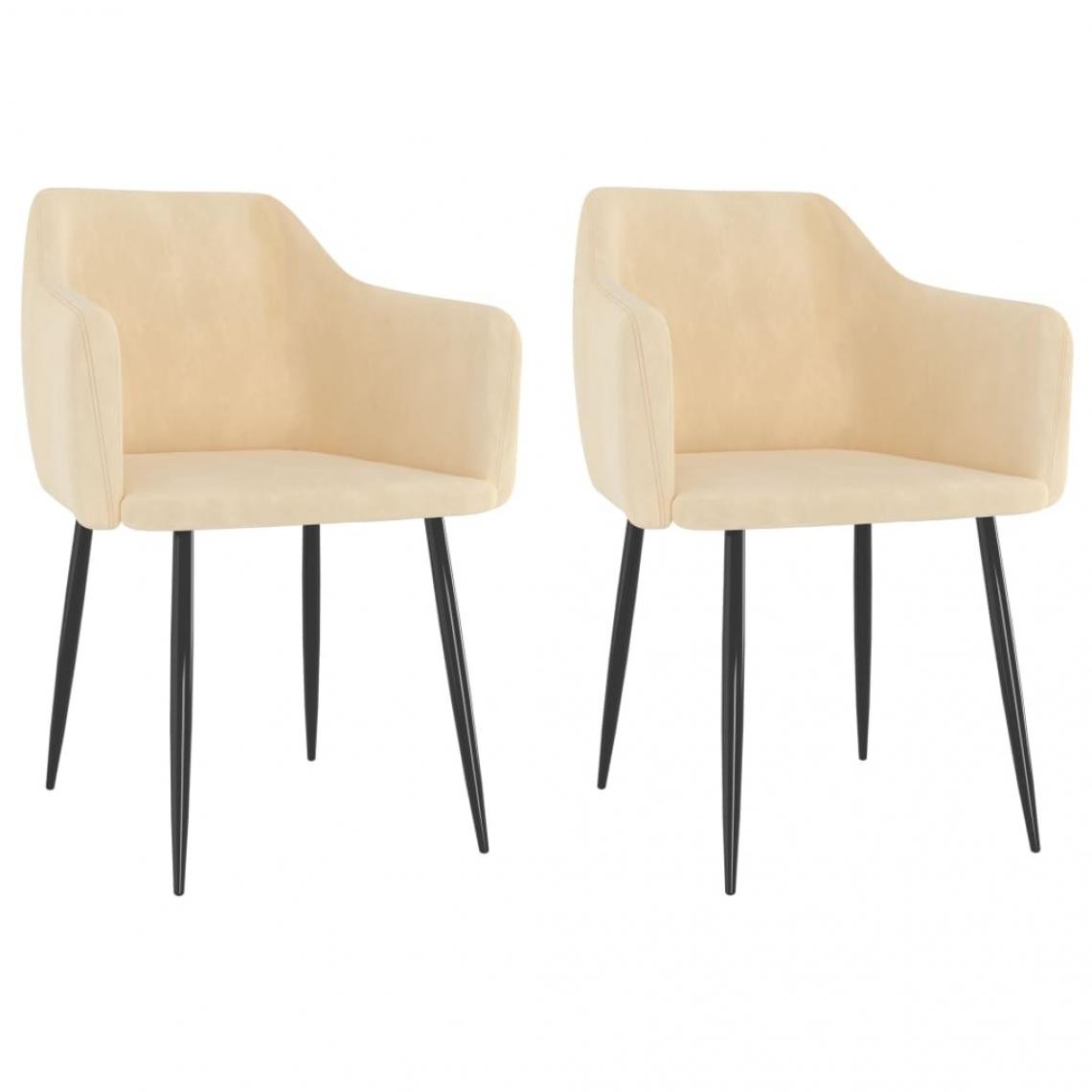 Decoshop26 - Lot de 2 chaises de salle à manger cuisine design moderne velours crème CDS020458 - Chaises