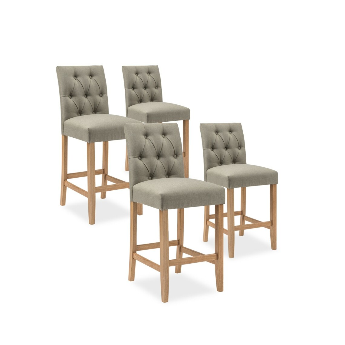 marque generique - Lot de 4 chaises de bar en bois Gaya tissu Beige - H65cm - Chaises