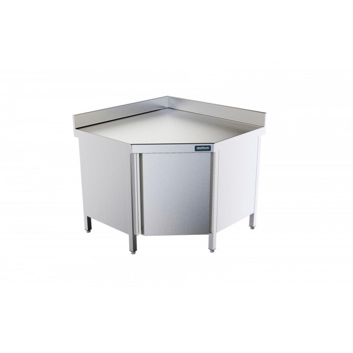 DISTFORM - Table d'Angle 1000x1000mm avec Porte et Dosseret - Distform - Acier inoxydable1000x1000x600 - Tables à manger