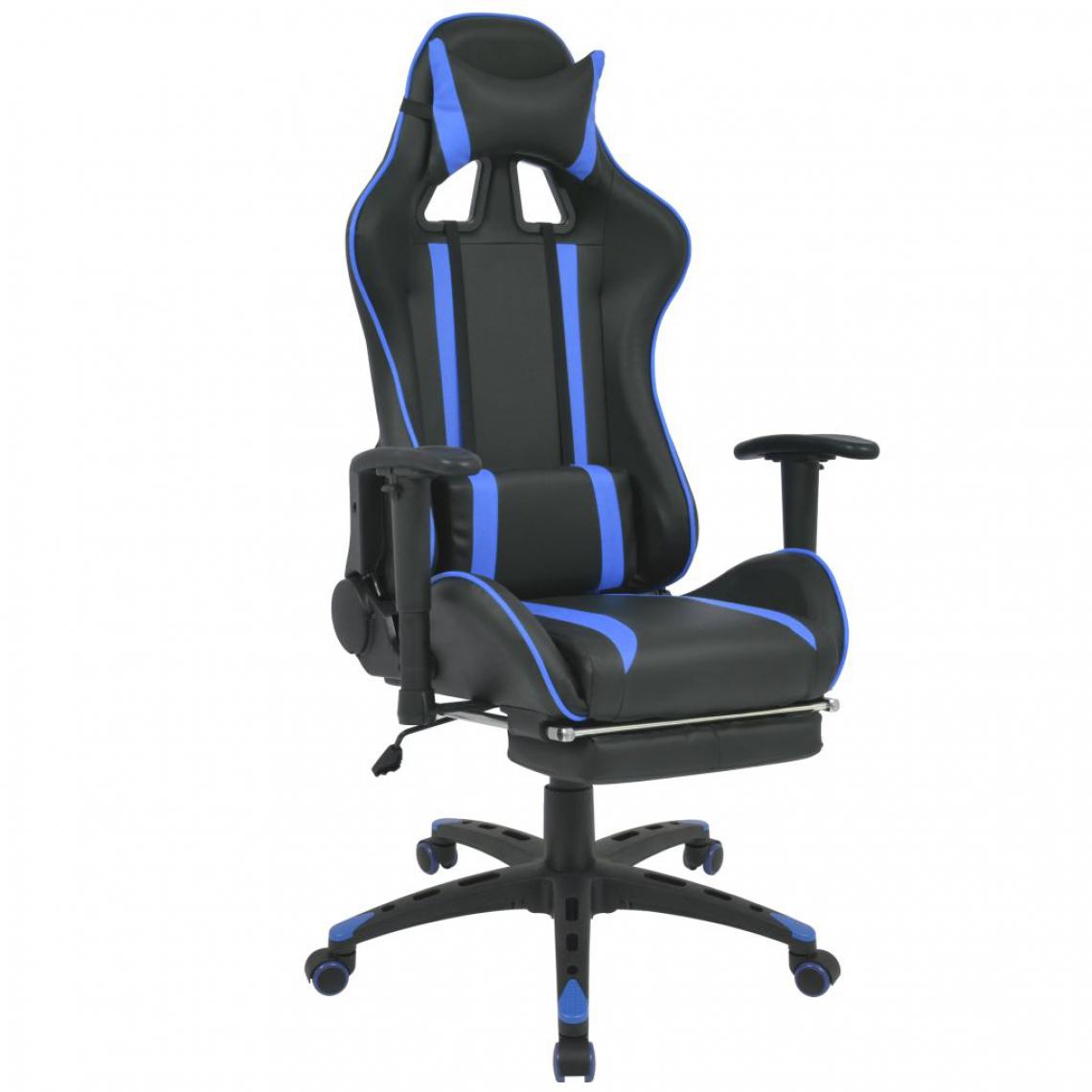 Chunhelife - Chaise de bureau inclinable avec repose-pied Bleu - Chaises