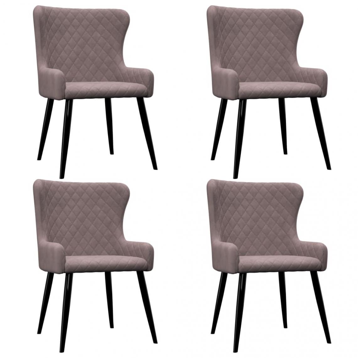 Decoshop26 - Lot de 4 chaises de salle à manger cuisine style moderne et chic en velours rose CDS021915 - Chaises