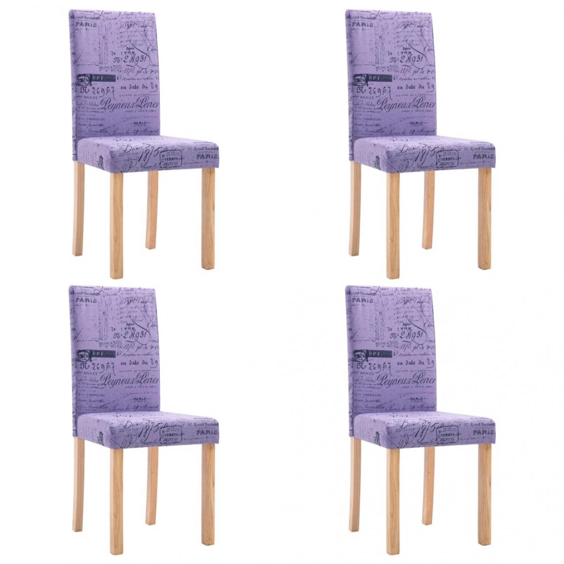 Decoshop26 - Lot de 4 chaises de salle à manger cuisine design moderne tissu violet CDS022072 - Chaises