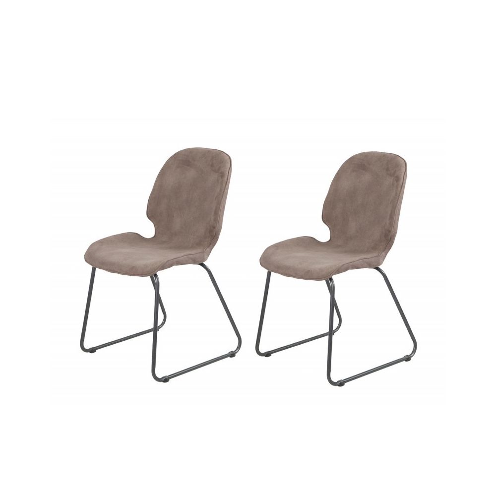 Meubletmoi - Lot de 2 chaises marron taupe, suédine - PANAMA - Chaises