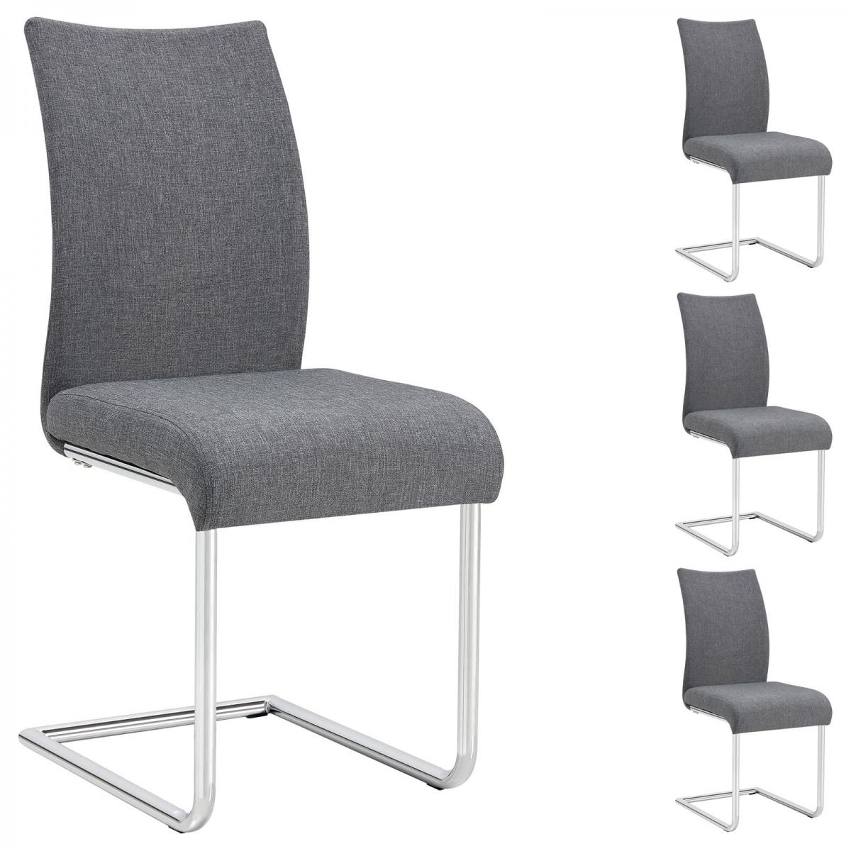 Idimex - Lot de 4 chaises ALADINO, en tissu gris - Chaises