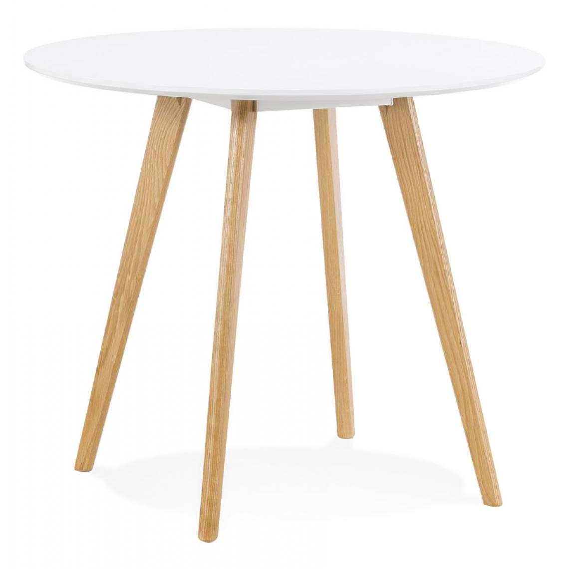 Alterego - Table de cuisine ronde 'MIDY' blanche style scandinave - ø 90 cm - Tables à manger