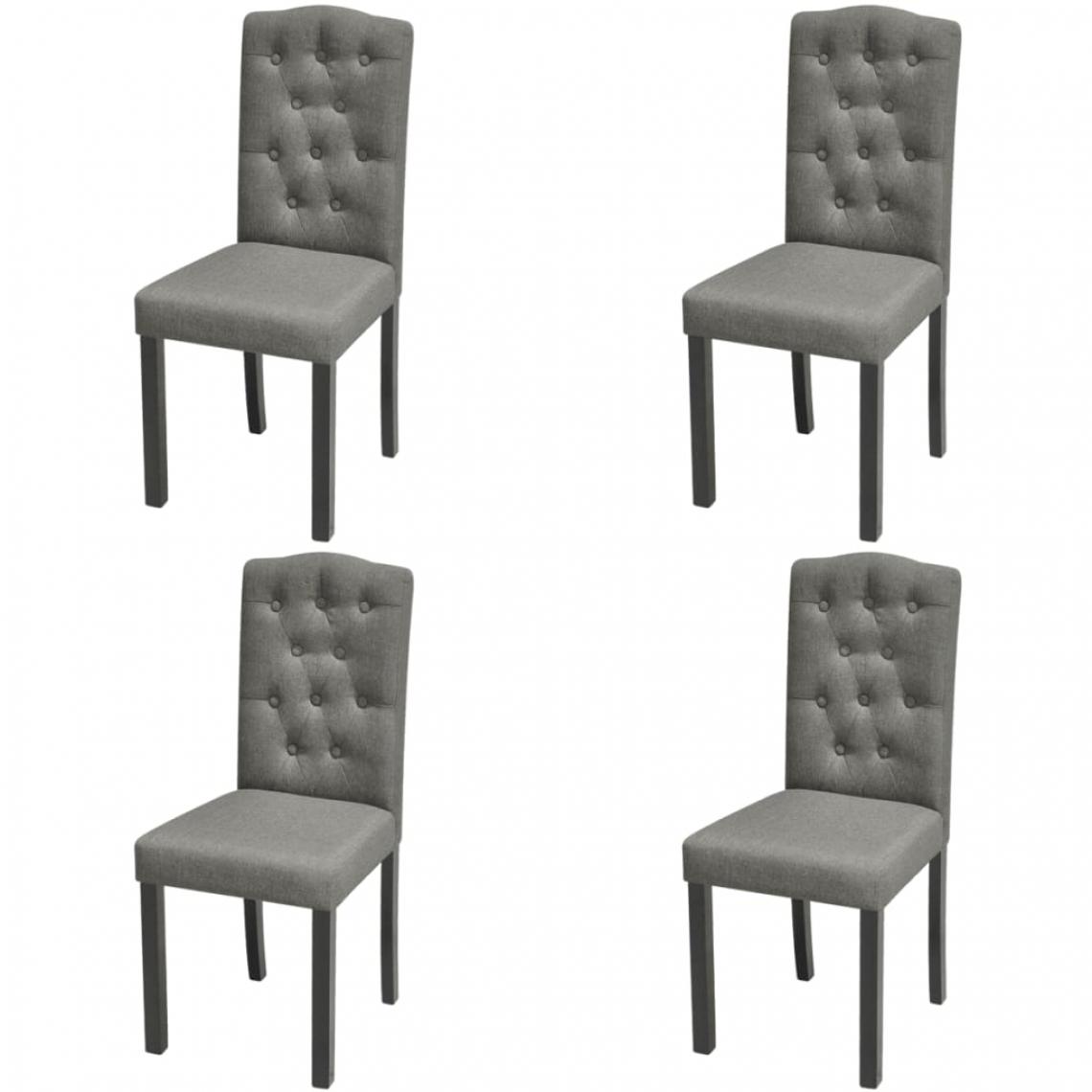 Decoshop26 - Lot de 4 chaises de salle à manger cuisine dossier capitonné pieds en bois gris tissu CDS021610 - Chaises