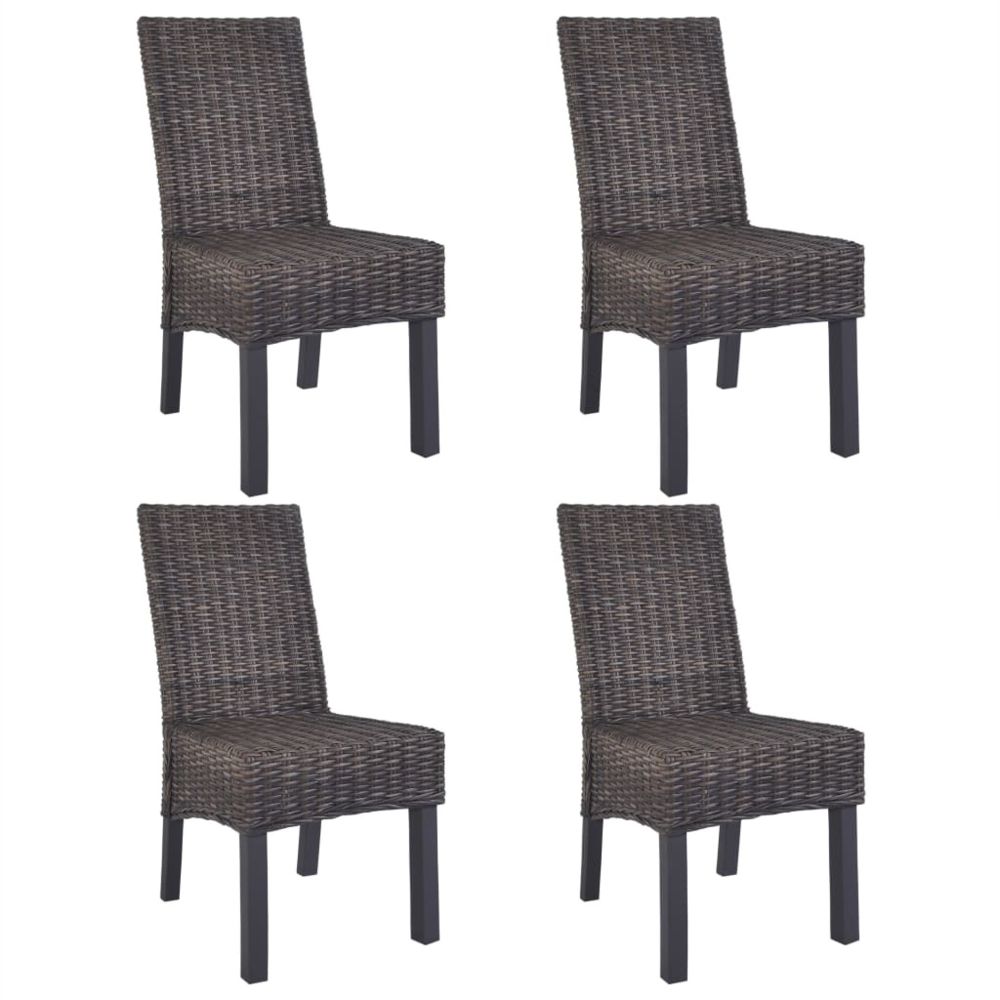 marque generique - Contemporain Fauteuils serie Douchanbé Chaise de salle à manger 4 pcs Rotin kubu et bois de manguier - Chaises