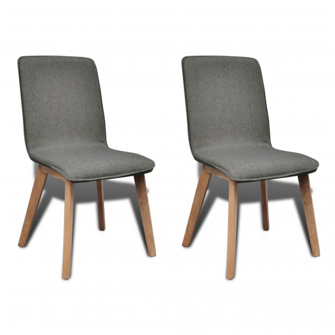 Decoshop26 - Lot de 2 chaises de salle à manger cuisine de salle à manger design intemporel tissu gris clair et chêne massif CDS021165 - Chaises