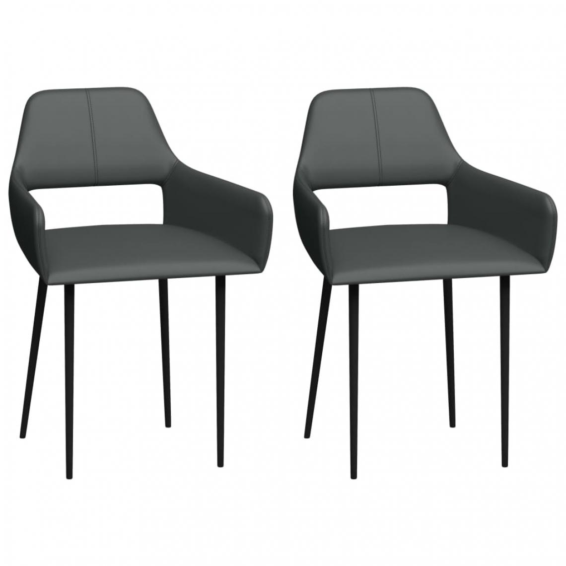 Icaverne - Moderne Fauteuils et chaises serie Dakar Chaises de salle à manger 2 pcs Gris Similicuir - Chaises