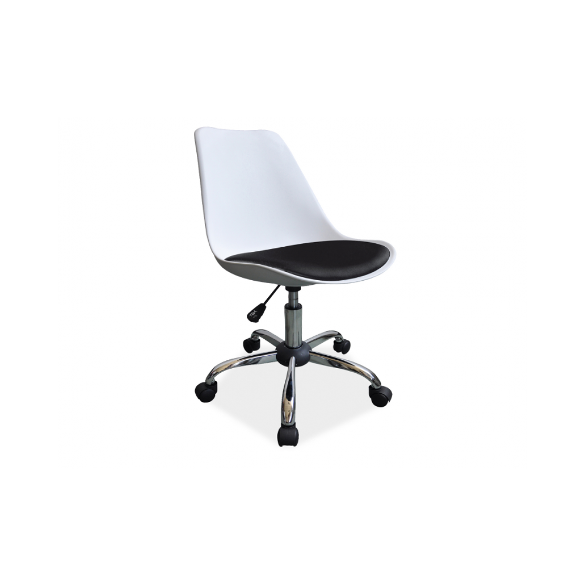 Ac-Deco - Chaise de bureau à roulettes - Q777 - 47 x 42 x 79 cm - Blanc et noir - Chaises