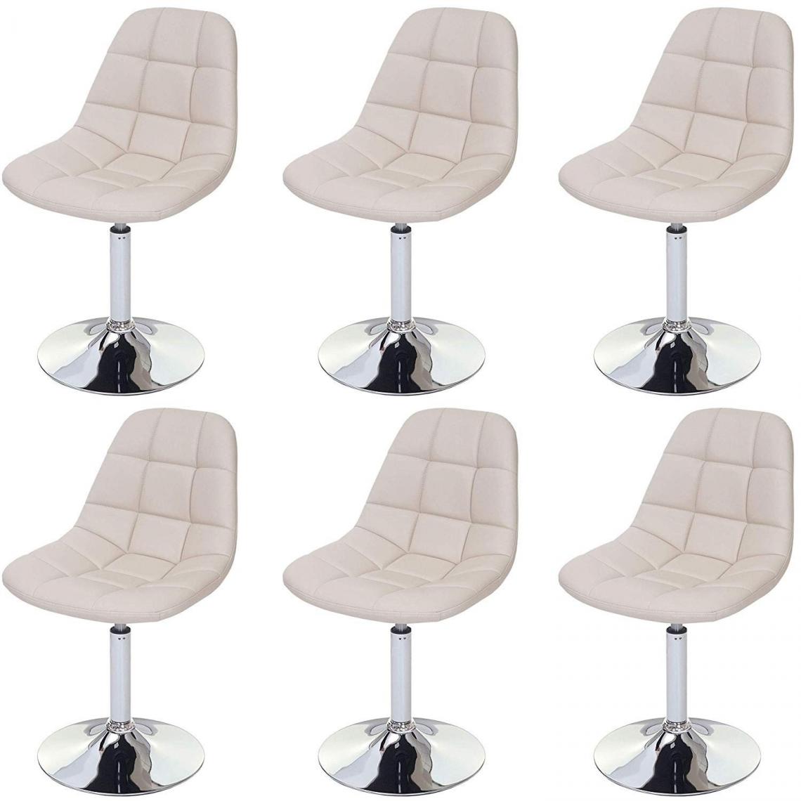 Decoshop26 - 6x chaises de salle à manger en simili-cuir crème pied chromé pivotant CDS04621 - Chaises