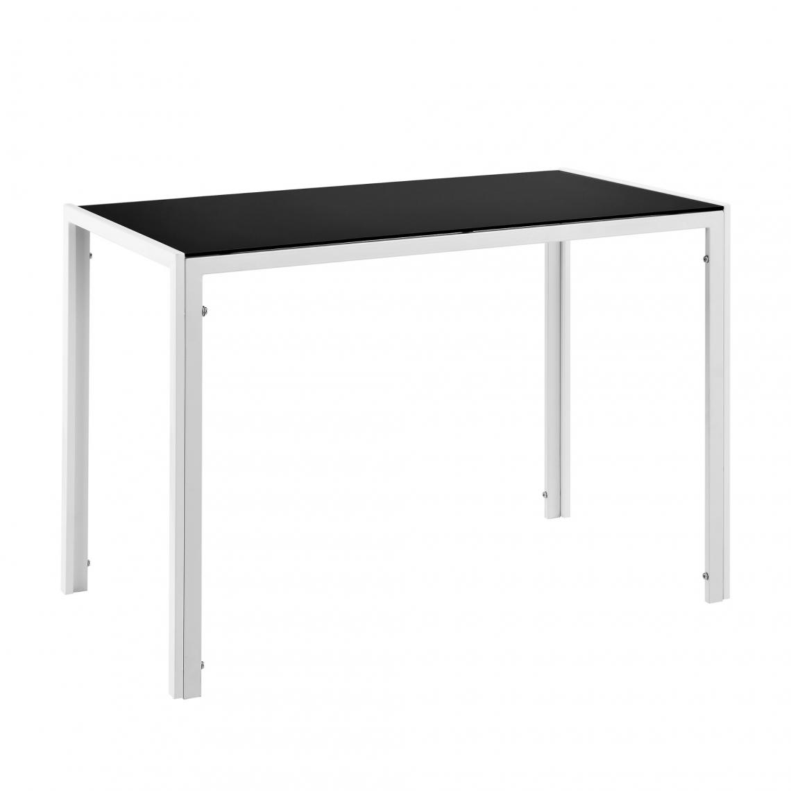 Helloshop26 - Table de salle à manger cuisine salon plateau en verre pieds en acier 105 cm noir blanc 03_0006263 - Tables à manger