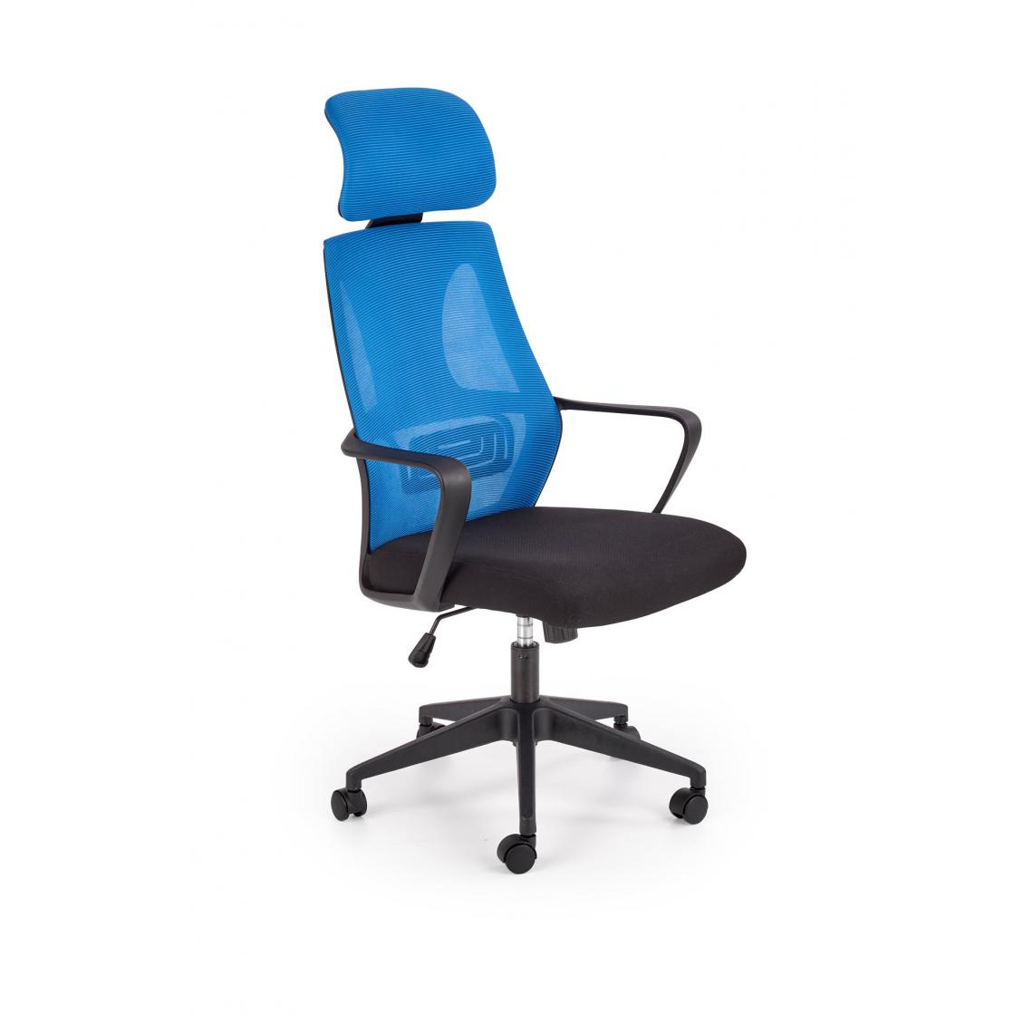 Hucoco - JAVIER - Fauteuil pivotant style moderne bureau/chambre - 116-122x64x60 - Verrouillage du dossier - Chaise de bureau - Bleu - Chaises