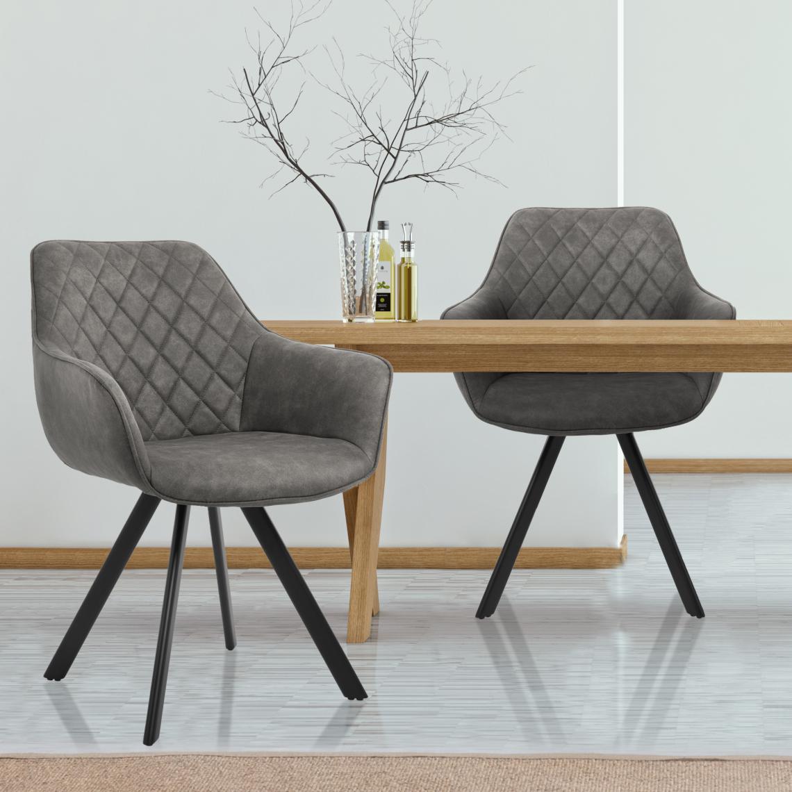 Womo-design - Chaises salle à manger fauteuils velours gris moderne salon set 2 WOMO-DESIGN® - Chaises