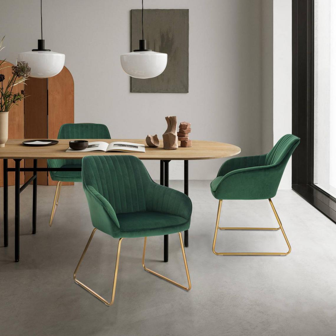 MercatoXL - Ensemble de 2 chaises modèle velours vert foncé - Tables à manger