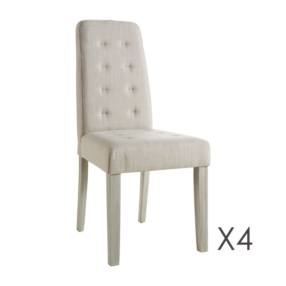 marque generique - Lot de 4 chaises capitons renforcés coloris beige - Chaises