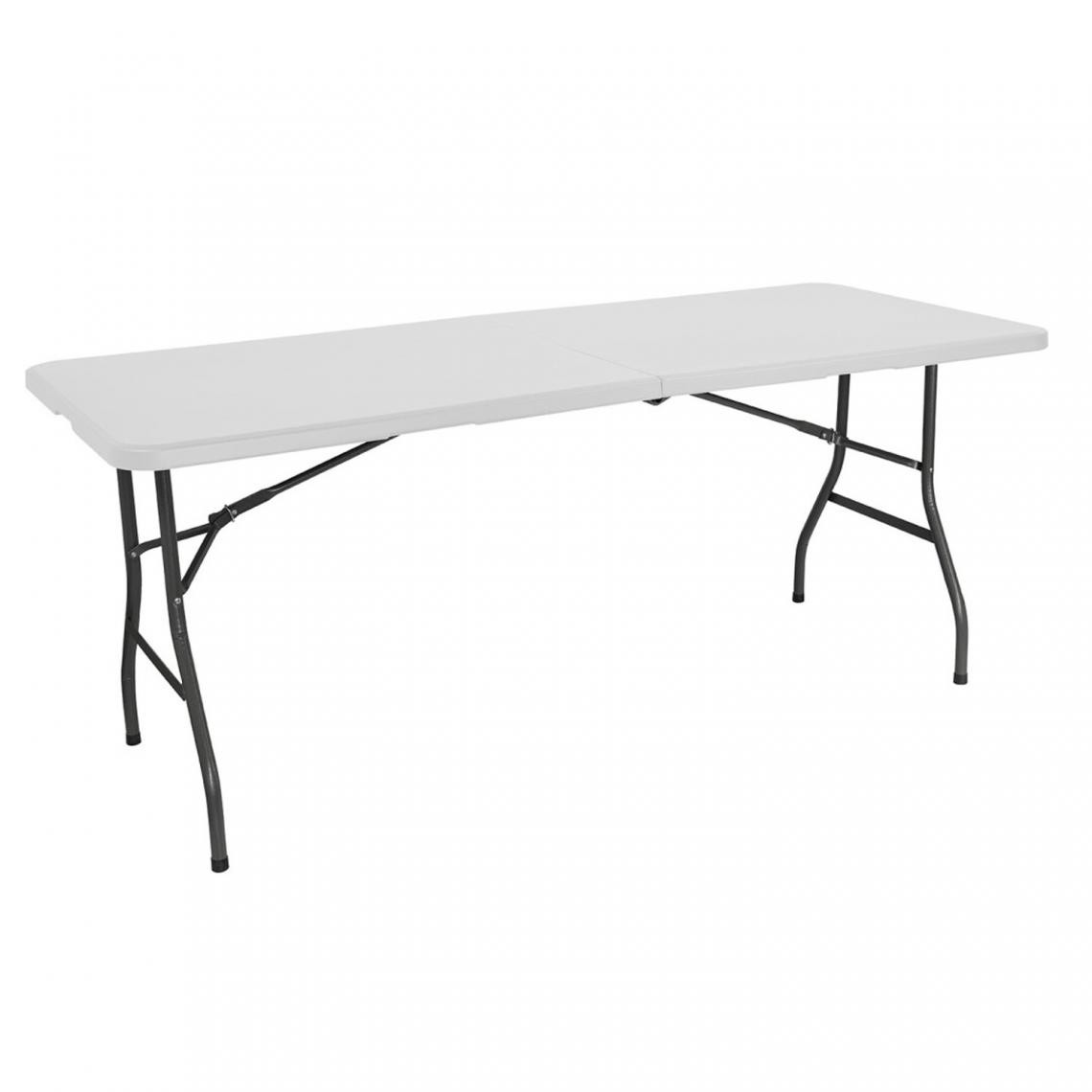 Pegane - Table pliante réctangulaire en Résine coloris Blanc- Longueur 150 x Largeur 74 x Hauteur 74 cm - Tables à manger