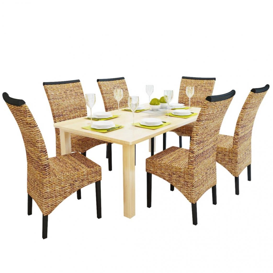 Decoshop26 - Lot de 6 chaises de salle à manger cuisine style philippin bois solide de manguier et abaca CDS022244 - Chaises
