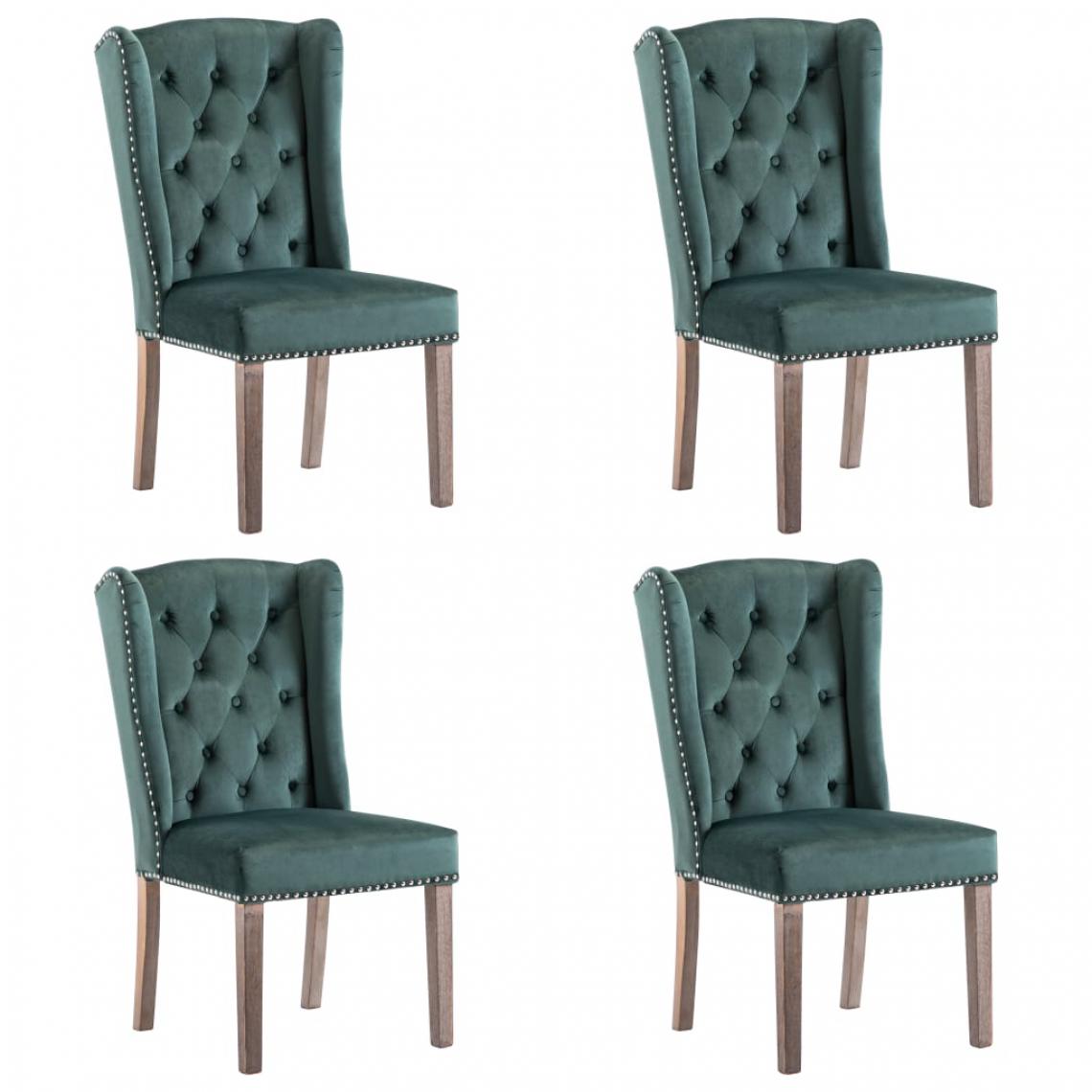 Icaverne - Esthetique Fauteuils et chaises selection Beyrouth Chaises de salle à manger 4 pcs Vert foncé Velours - Chaises