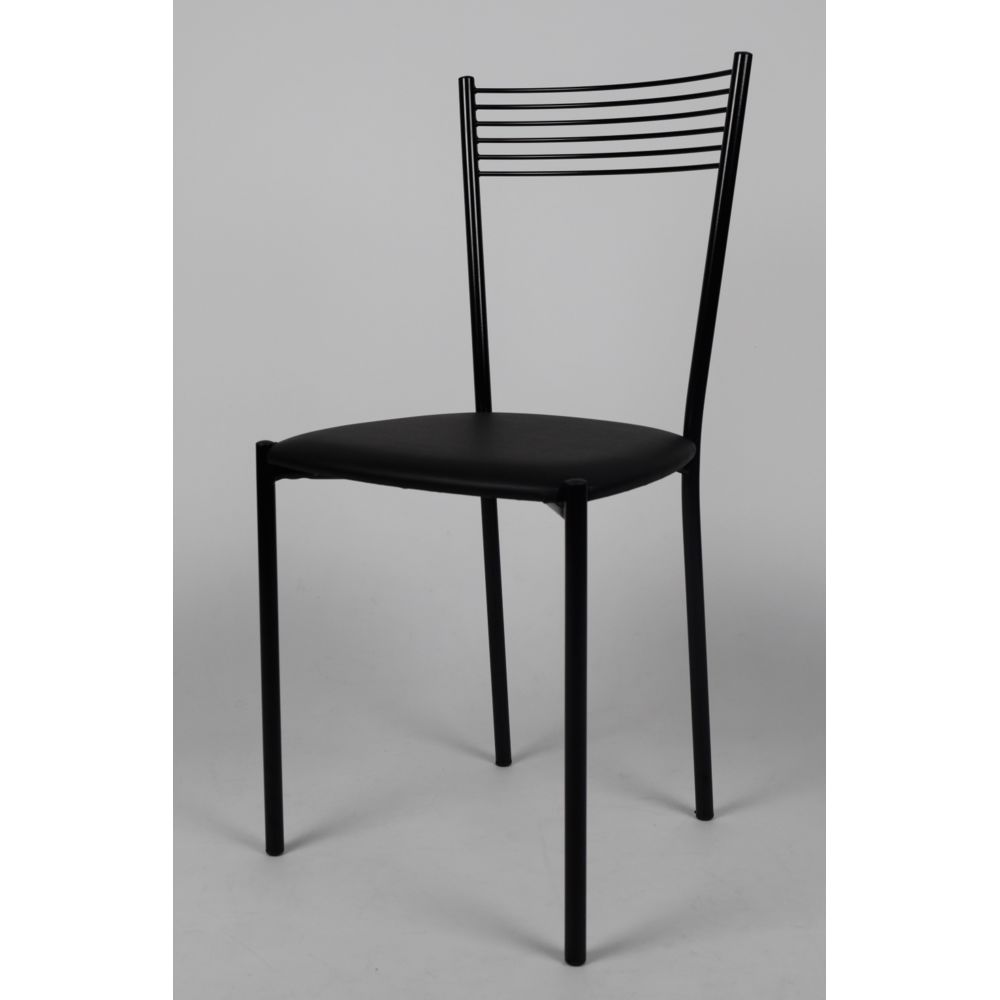 Tommychairs - Tommychairs - Set 4 chaises Elegance pour Cuisine et Bar, Solide Structure en Acier peindré Noir et Assise en Cuir Artificiel Noir - Chaises