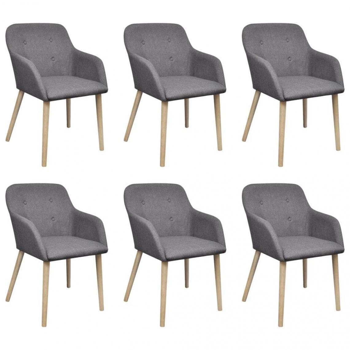 Decoshop26 - Lot de 6 chaises de salle à manger cuisine design moderne tissu gris clair et chêne massif CDS022425 - Chaises