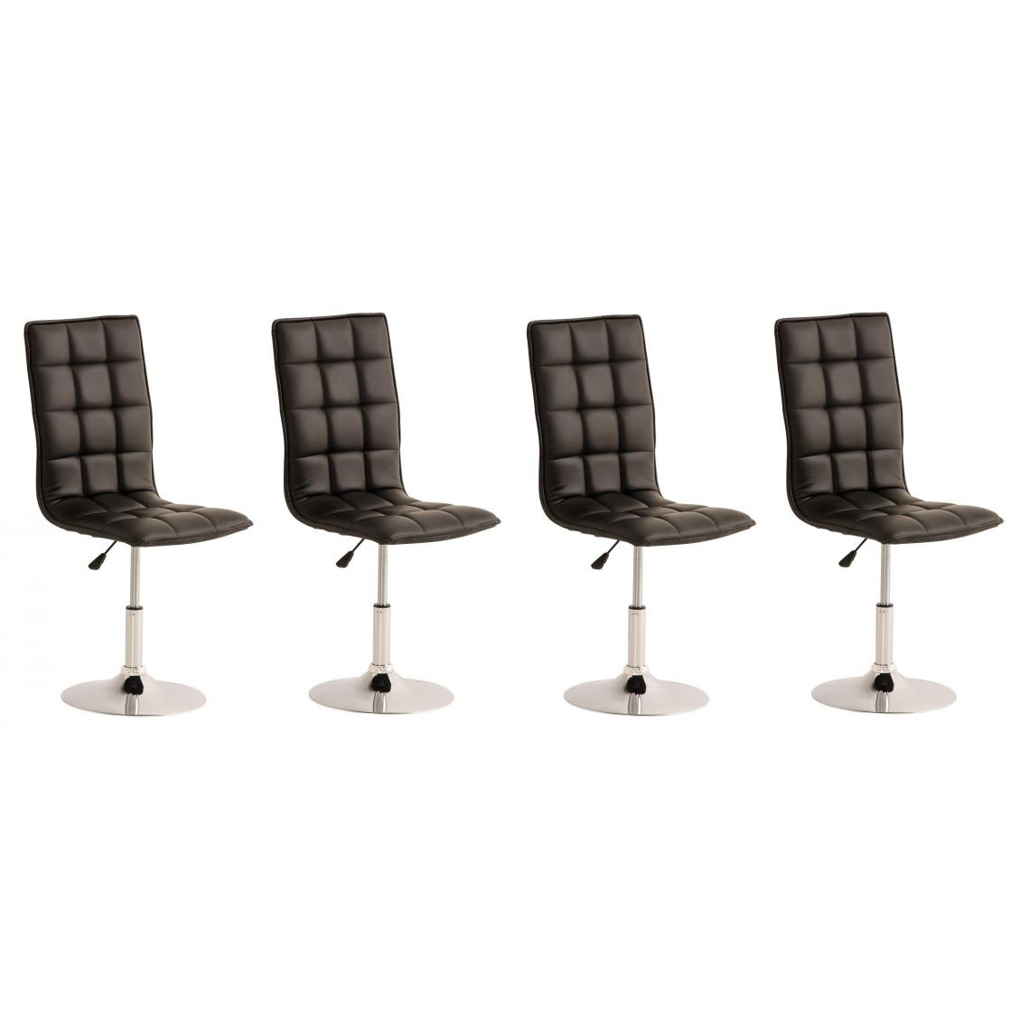 Decoshop26 - Lot de 4 chaises de salle à manger hauteur réglable en simili-cuir noir CDS10133 - Chaises
